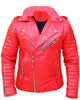 Glowrexs Men's Quilted Slim Fit Biker Red Jacket