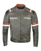 Glowrexs Men's Vintage Cafe Racer Distressed Black Biker Leather Jacket