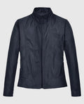 Women's Stand-Up Collar Black Leather Jacket