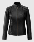 Clova Cafe Racer Leather Jacket For Women