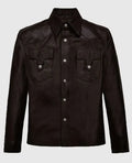 Men's Dark Brown Trucker Leather Jacket