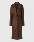 90s Vintage Leather Long Coat For Women