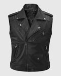 Men's Black Bikers Quilted Leather Vest