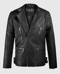 Shotgun Black Moto Leather Jacket For Men