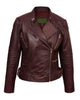 Glowrexs Women’s Biker Burgundy Leather Jacket