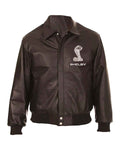 Glowrexs Embroidered Corvette Shirt Collar Black Leather Jacket