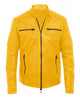 Glowrexs Men’s Mustard Yellow Bomber Leather Jacket