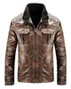 Glowrexs Men's Distressed Brown Waxed Quilted Jacket