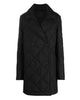 Glowrexs Black Double Breasted Quilted Coat Womens