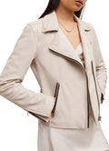 Womens Off White Biker Leather Jacket