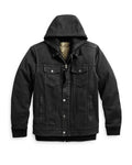 Glowrexs Men’s Motorcycle 3 In 1 Black Denim Jacket