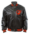 Glowrexs Baltimore Orioles Bomber Black Leather Jacket