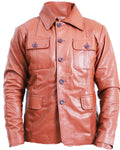 Glowrexs Men's Tan Brown Leather Coat