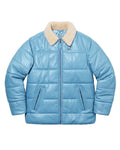 Glowrexs Fur Collar Puffer Leather Jacket