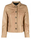 Glowrexs Brown Leather Shirt Womens