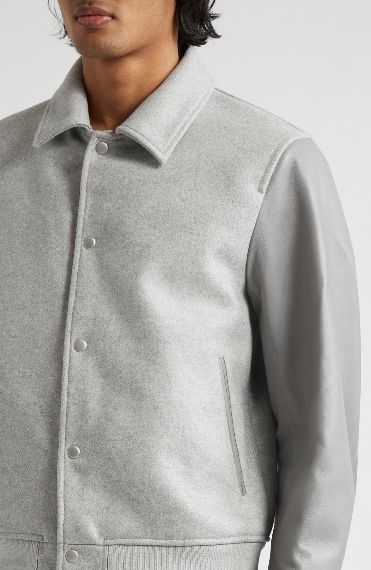 Glexo Mens Wool Blend & Leather Varsity Jacket