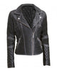 Glowrexs Womens Black Leather Biker Jacket Quilted and Slim Fit