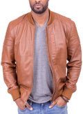Mens Biker Bomber Leather Jacket
