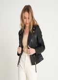 Glexo Women's Shiny Black Biker Leather Vest