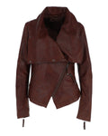 Glowrexs Women's Oxblood Biker Leather Jacket