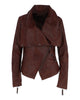 Glowrexs Women's Oxblood Biker Leather Jacket