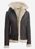 Womens Dark Brown Shearling Leather Jacket