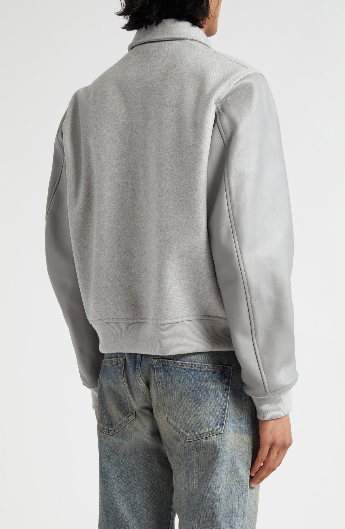 Glexo Mens Wool Blend & Leather Varsity Jacket