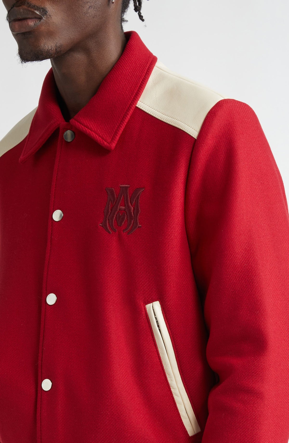 Glexo Wool & Leather Band Bomber Varsity Jacket
