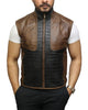 Glowrexs Men's Black and Brown Body Warmer Leather Vest