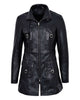 Glowrexs Women's Fur Collar Real Leather Coat