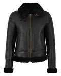 Glowrexs Women's RAF B3 Flying Bomber Aviator Style Leather Jacket