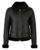 Glowrexs Women's RAF B3 Flying Bomber Aviator Style Leather Jacket