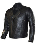 Glowrexs Black Vintage Cafe Racer Motorcycle Leather Jacket