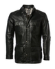 Glowrexs Men's Four Pocket Cafe Racer Long Hip Length Leather Jacket