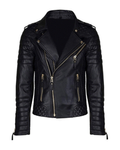 Glowrexs Men's Quilted Black Biker Jacket