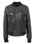 Glowrexs Women's Stylish Black Bomber Leather Jacket