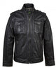 Glowrexs Mens Stand up Collar Black Leather Jacket