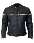 Glowrexs Mens Black Motorcycle Vintage Leather Jacket