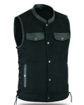Glowrexs Mens Motorcycle Denim SOA Club Style Vest Gun Pockets Biker