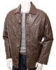 Glowrexs Men's Brown Reefer Style Genuine Sheepskin Leather Coat