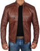 Glowrexs Men's Classic Cafe Racer Motorcycle Real Leather Jacket