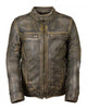 Glowrexs Mens Brown Cafe Racer Distressed Leather Jacket