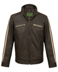 Glowrexs Mens Brown Biker Leather Jacket