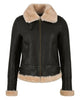 Glowrexs Women's RAF B3 Flying Bomber Aviator Style Leather Jacket