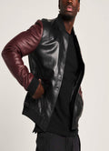 Black and Maroon Men’s Real Leather Varsity Jacket