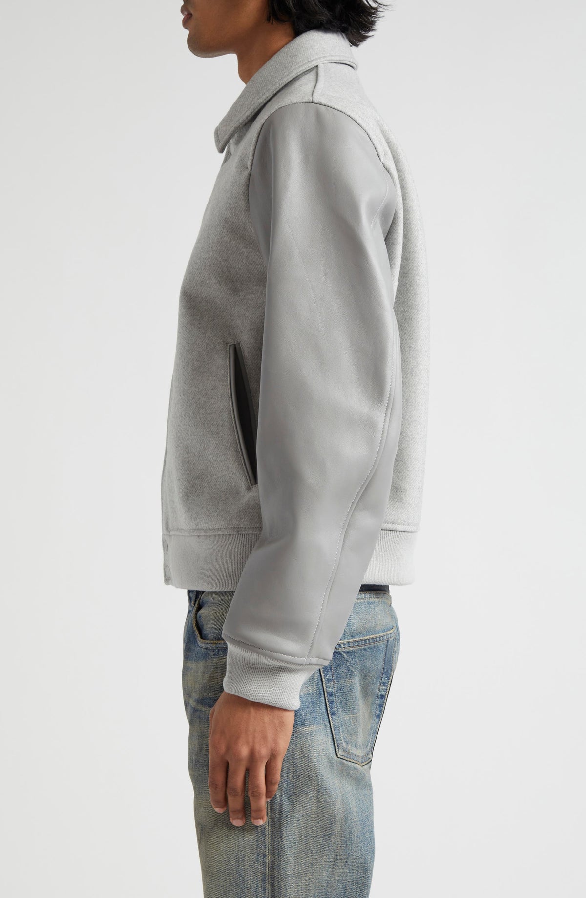 Glexo Mens Wool Blend & Leather Varsity Jacket