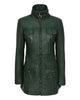 Glowrexs Women's Gothic Style Mid Length Real Sheepskin Leather Coat