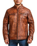 Glowrexs Cafe Racer Vintage Brown Cowhide Motorcycle Jacket