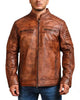 Glowrexs Cafe Racer Vintage Brown Cowhide Motorcycle Jacket