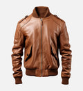 Men's Bomber Brown Real Leather Jacket